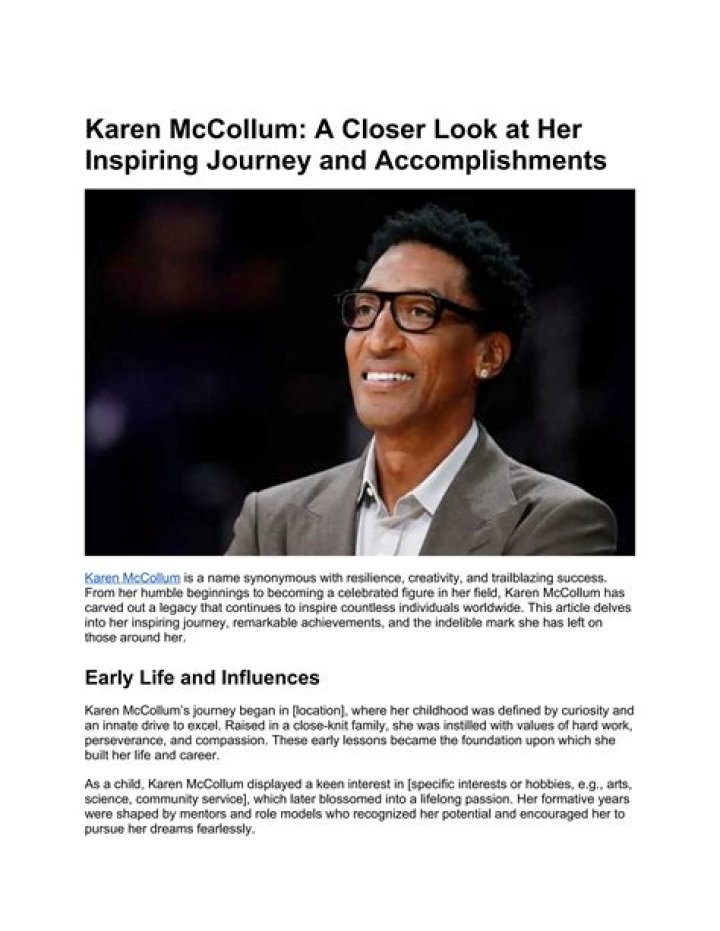 Unveiling the Life and Legacy of Karen McCollum